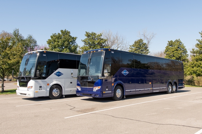 line of tour buses