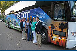 L to R: Hank Garbee, Past Chairman IMG; Bronwyn Wilson, President IMG; Brian Scott, President, Escot; Pamela Scott-Calixto, Vice President, Escot and Geoff Lynch, Chairman, IMG. IMG Names Escot Bus Lines Operator of the Year