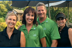 (L to R) IMG President, Bronwyn Wilson joins   John and Wanda Benjamin along with Brenda Borwege, ABC Companies at the Larry Benjamin Golf Classic.  
